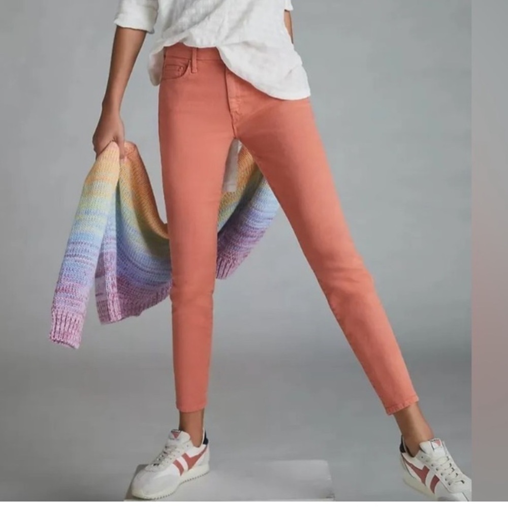 MOTHER The Looker Crop Skinny Play Date Mango Size 26 - Picture 2 of 8